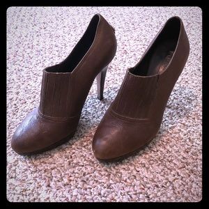 BCBG Brown Leather Heeled Booties
